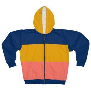 Retro Color Block Zip Hoodie