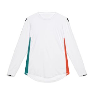 White Color Block Long Sleeve Performance Shirt